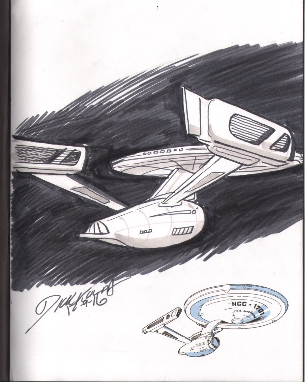 985x1235 Dick Kulpa Signed W Original Art Sketch Star Trek The Complete - Newspaper Sketch