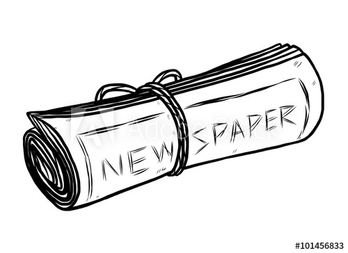 500x364 Newspaper Cartoon Vector And Illustration, Black And White, Hand - Newspaper Sketch