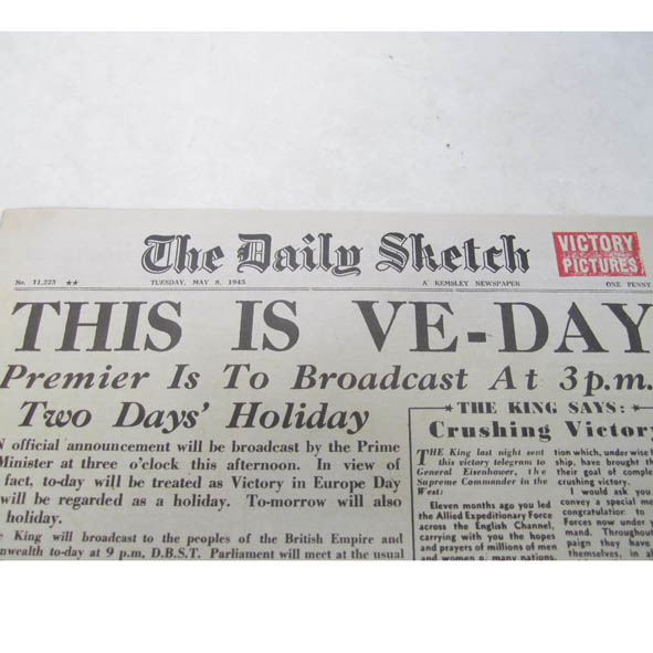 591x591 Daily Sketch Newspaper Victory In Europe - Newspaper Sketch