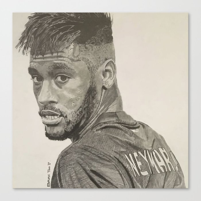 700x700 Neymar Jr Graphite Pencil Drawing Canvas Print By Btcraftske - Neymar Sketch
