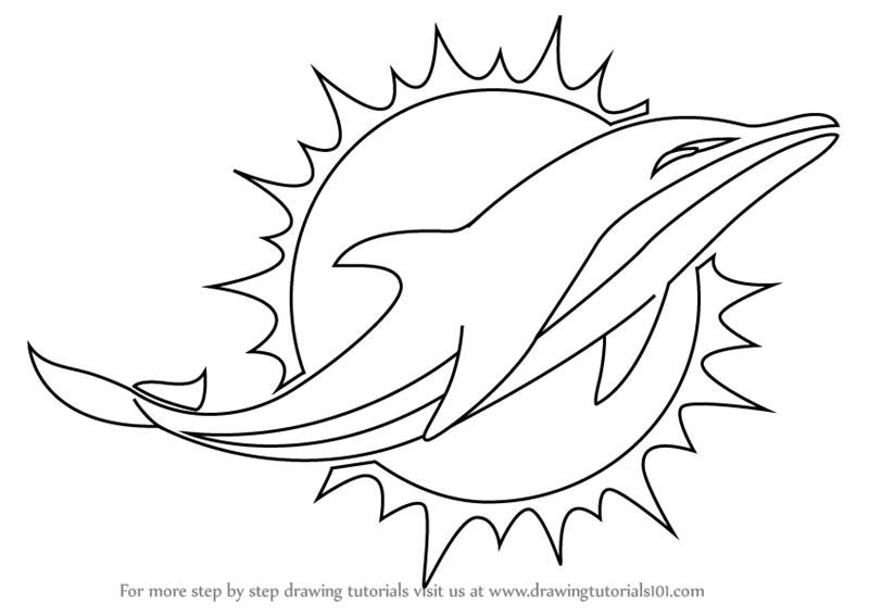 800x567 Learn How To Draw Miami Dolphins Logo (Nfl) Step By Step Drawing - Nfl Sketch