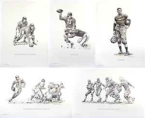 300x244 Robert Riger Lot Of 5 Old Pros Football Nfl Sketch Art Picture - Nfl Sketch