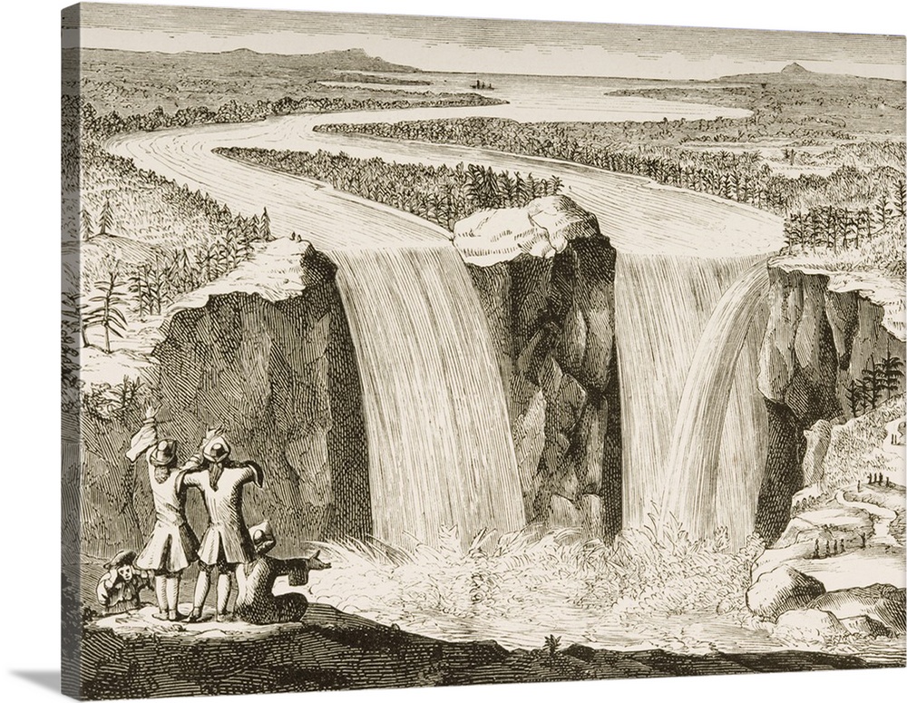 1000x775 Niagara Falls, After A Sketch Made By Father Hennepin In 1677 Wall - Niagara Falls Sketch