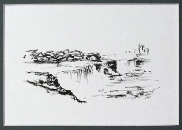 375x268 Niagara Falls 2 Drawing By Michael Student Saatchi Art - Niagara Falls Sketch