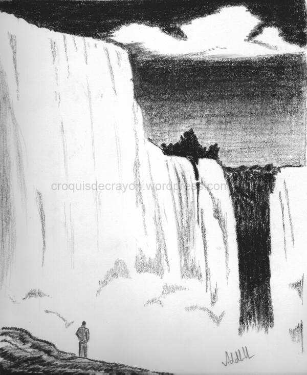 600x732 Niagara Falls Light And Shade - Niagara Falls Sketch