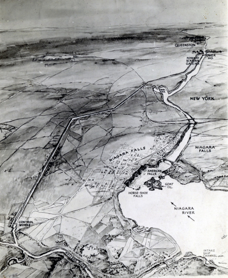 750x915 Pencil Sketch Of Map Of Niagara - Niagara Falls Sketch