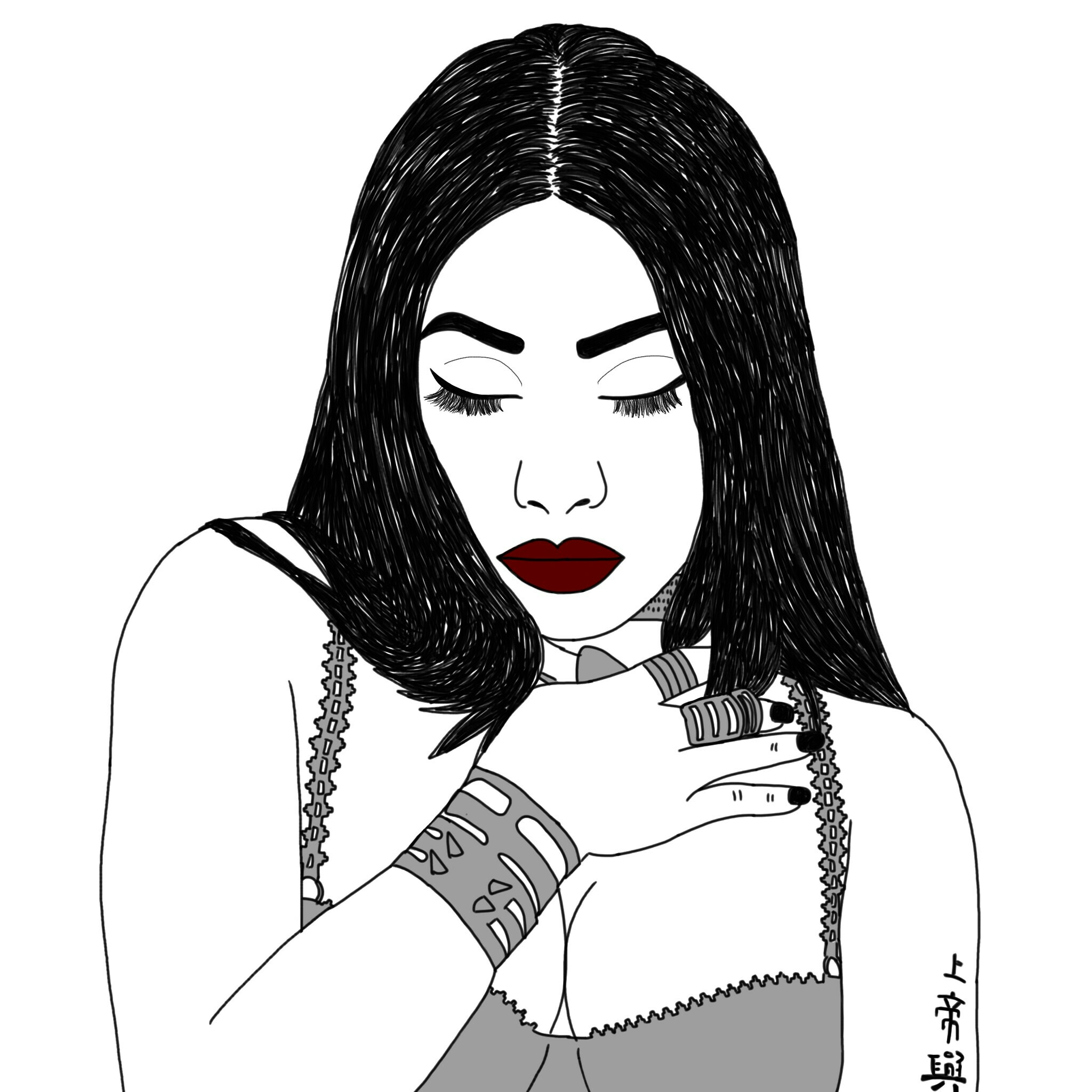 2048x2048 Nicki Minaj Sketch Digitalart Pencilart Blackandwhite - Nicki Minaj Sketch