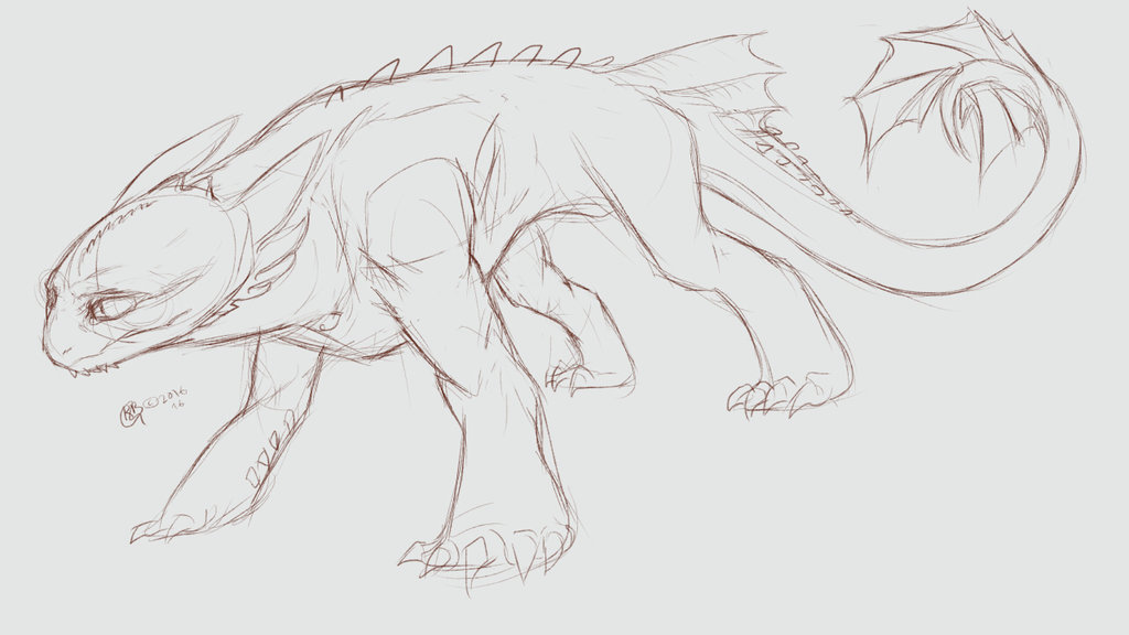 1024x576 Night Fury Sketch By Rafabolas - Night Fury Sketch