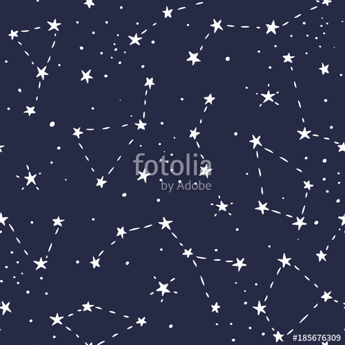 500x500 White Stars And Constellation On The Dark Night Sky. Space - Night Sky Sketch