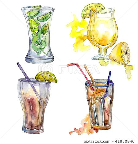 450x468 Mix Of Summer Cocktails Bar Party Drink. Nightclub Isolated Icon - Nightclub Sketch