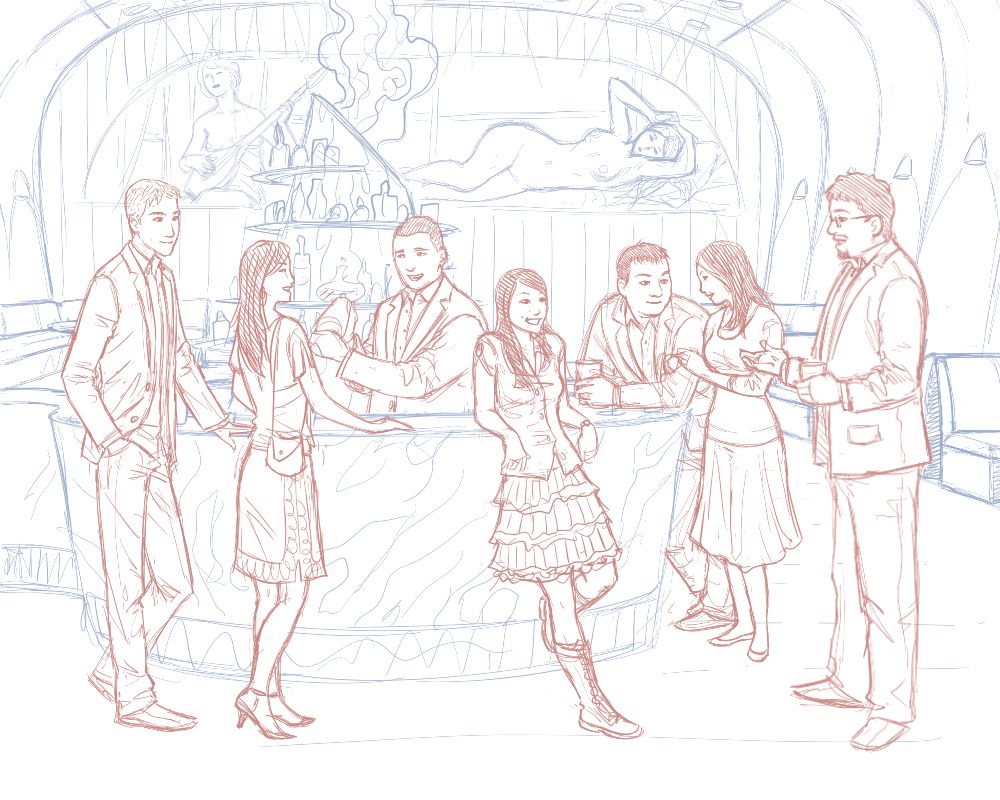 1000x800 Nightclub Commission Wip1 Paper Nautilus - Nightclub Sketch