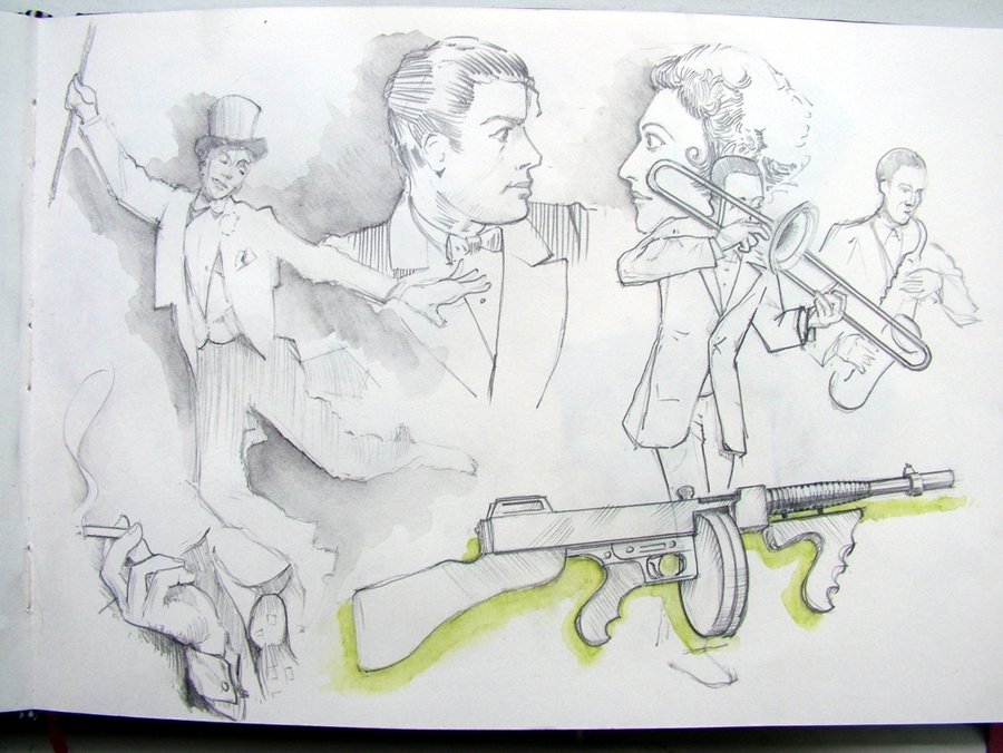 900x676 Gangsters Nightclub Sketch By Vinniesketchbook6079 - Nightclub Sketch