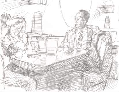 413x318 Color Study For Nightclub Painting Artwork By D. B. Clemons - Nightclub Sketch