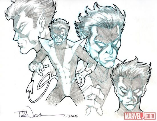 550x425 Nightcrawler Sketch By Todd Nauck Marvel X Men - Nightcrawler Sketch