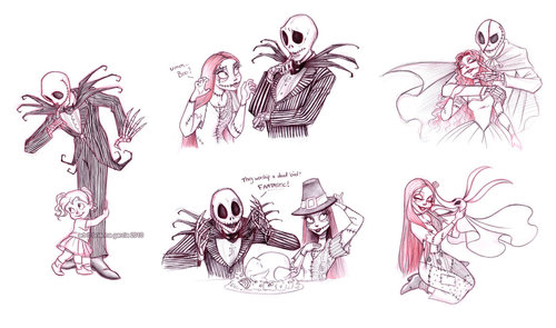 500x295 Jack And Sally Sketches By `bri Chan On We Heart It - Nightmare Before Christmas Sketches