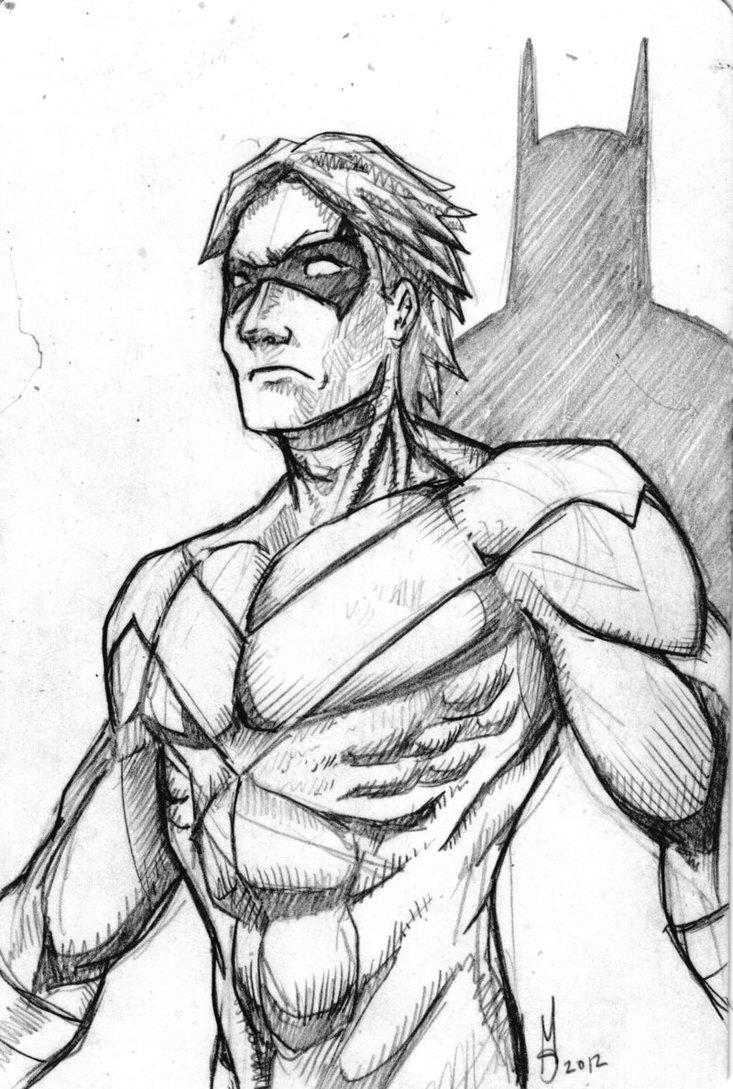 733x1089 Nightwing Sketch Card By Madd Sketch - Nightwing Sketch