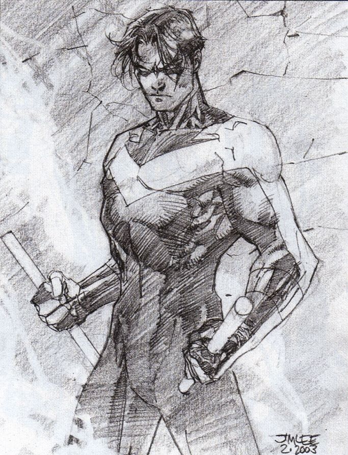683x894 Nightwing (Sketch) By Jim Lee Inspiration Art (Comic Book Art - Nightwing Sketch