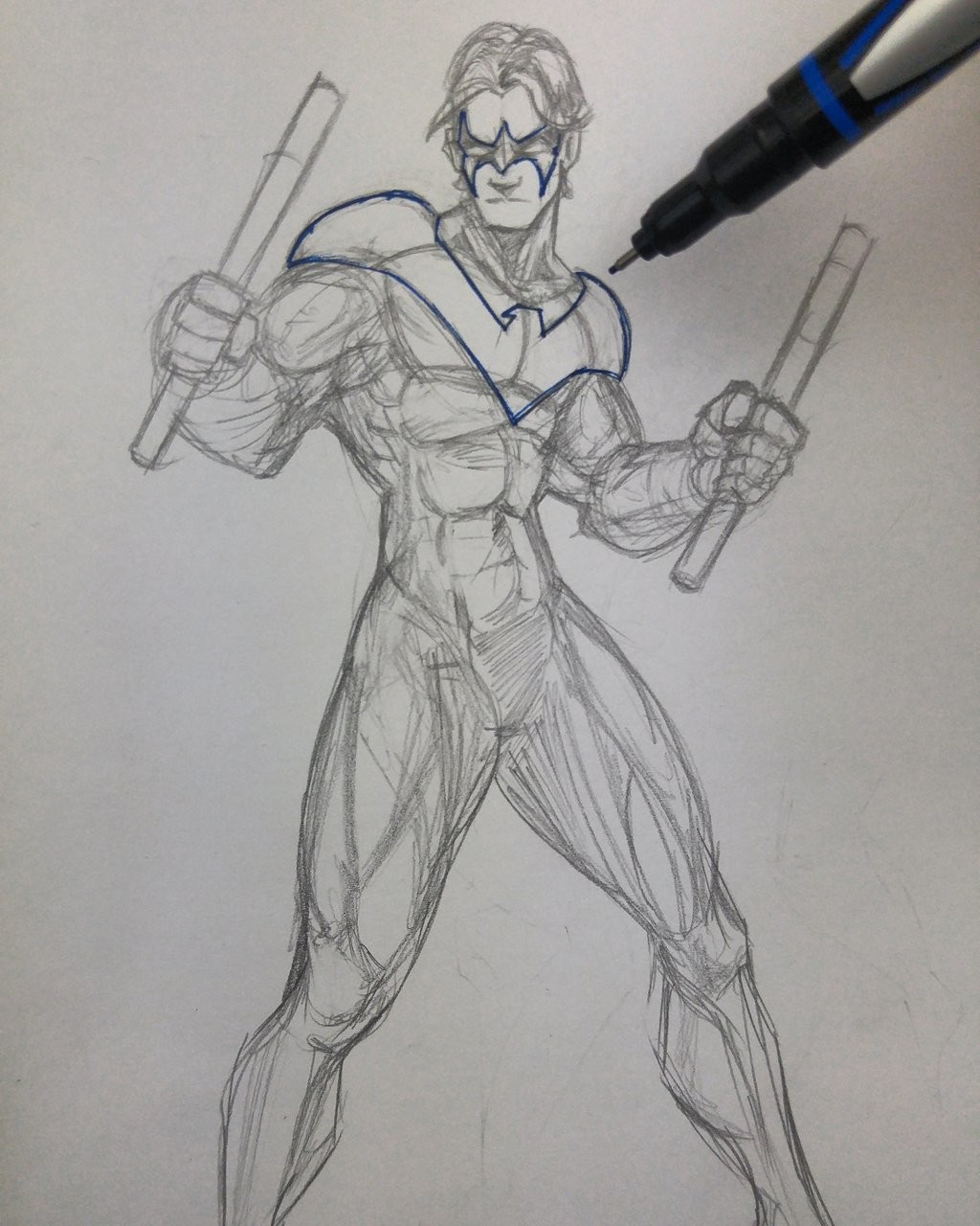 1024x1280 Artstation - Nightwing Sketch