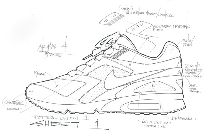 680x440 Nike Air Max Bw Original Sketch By Tinker Hatfield Complex - Nike Sneaker Sketches