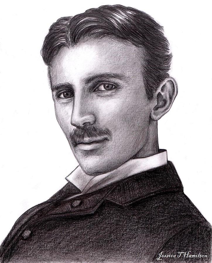 724x900 Nikola Tesla Pencil Portrait Drawing By Jessica T Hamilton - Nikola Tesla Sketch