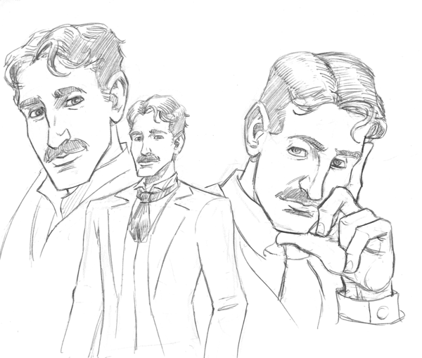 600x509 Nikola Tesla Sketch By Mistermuck - Nikola Tesla Sketch