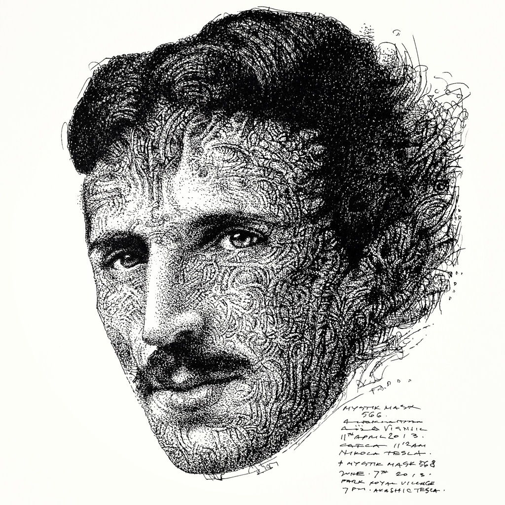 1024x1024 Nikola Tesla Mystik Mask Art - Nikola Tesla Sketch