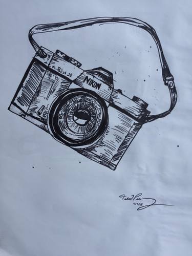 375x500 Nikon Camera Drawing By Talia Perez Saatchi Art - Nikon Camera Sketch