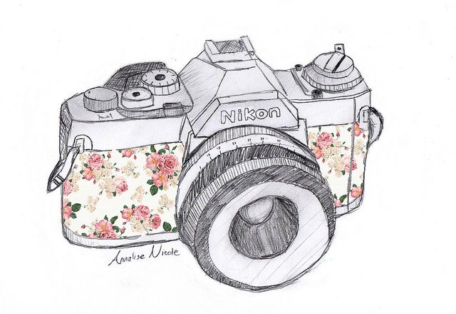 640x440 Sketch Illustration Art, Drawings And Camera Drawing - Nikon Camera Sketch