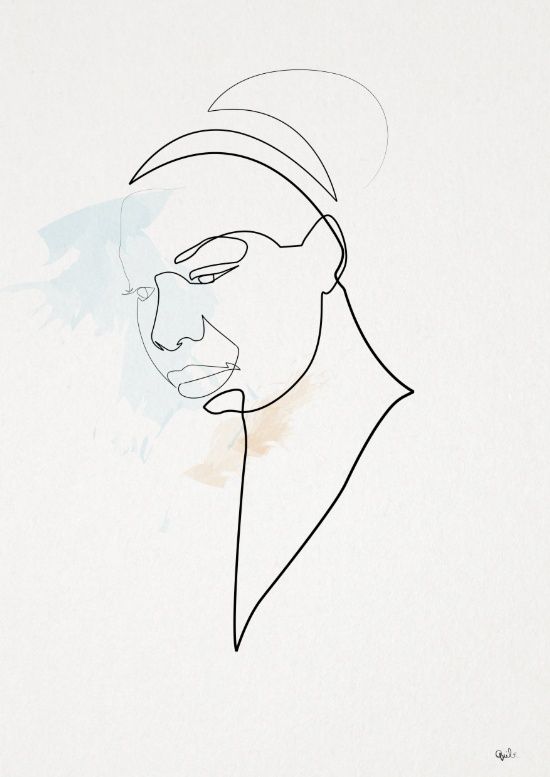 550x777 One Line Nina Simone Art Print - Nina Simone Sketch