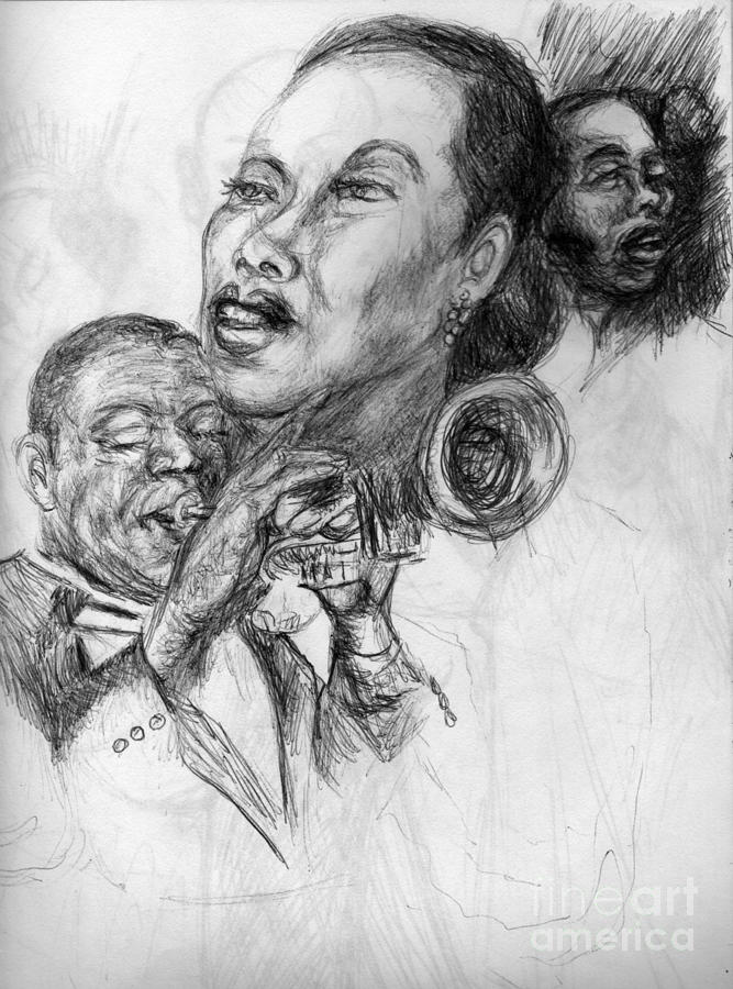 667x900 Pencil Study For Satchmo Lady Day And Nina Simone Drawing By - Nina Simone Sketch