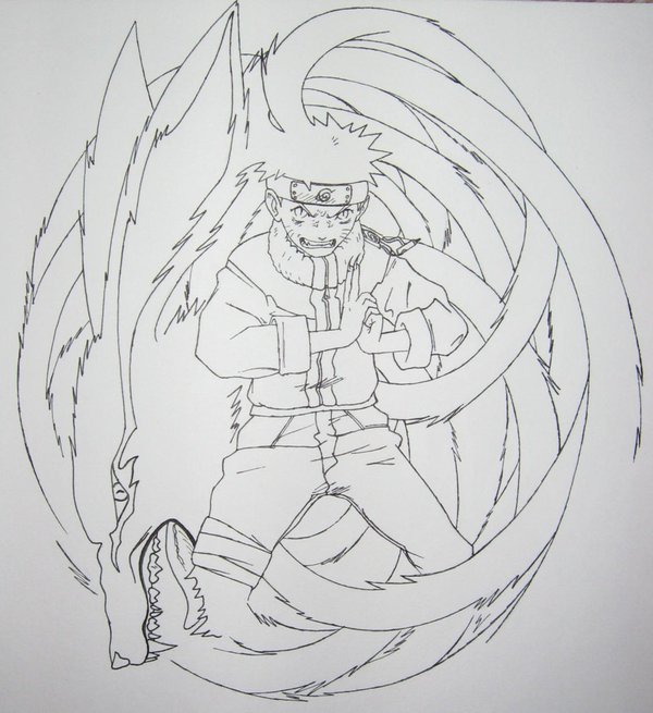 Naruto Nine Tailed Demon By Styrecat - Nine Tailed Fox Sketch. 