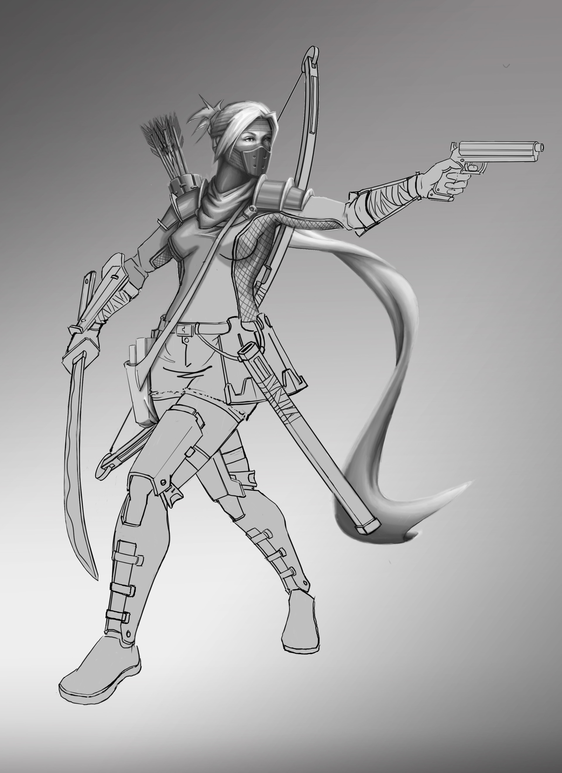 1920x2640 Artstation - Ninja Girl Sketch