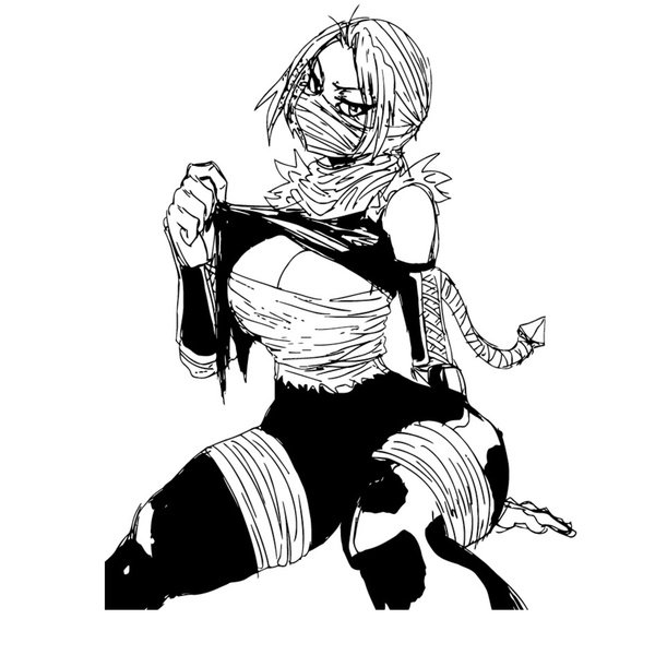 600x600 Shop Ninja Girl Anime Vinyl Wall Art - Ninja Girl Sketch