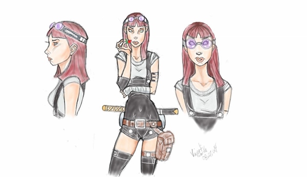 600x346 Steampunk Ninja Girl Concept Sketch! On Wacom Gallery - Ninja Girl Sketch