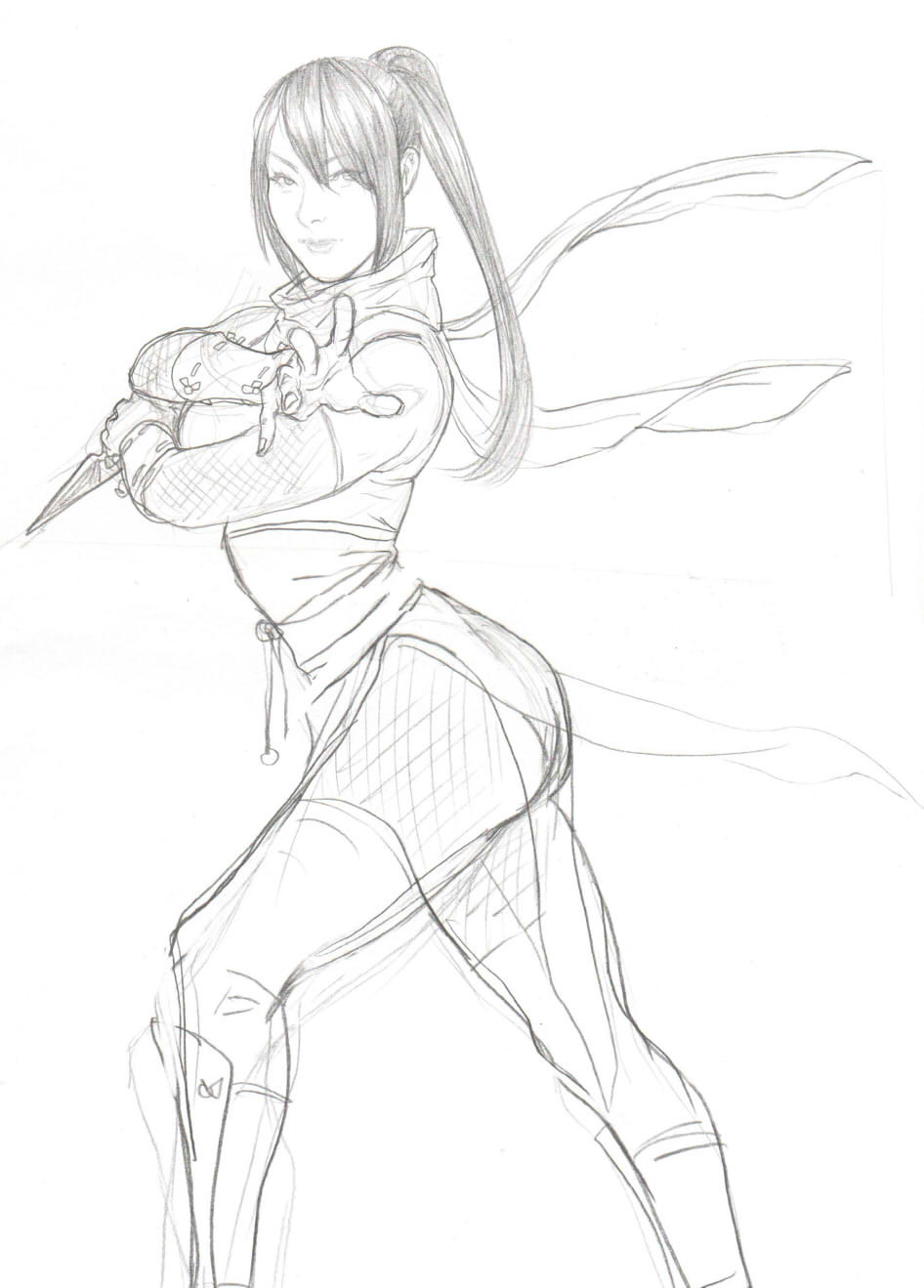 946x1319 Artstation - Ninja Girl Sketch