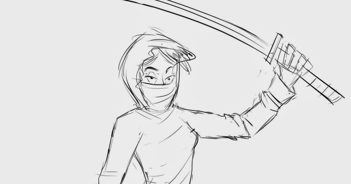1200x630 Artmarvs Illustrations Ninja Girl Sketch - Ninja Girl Sketch
