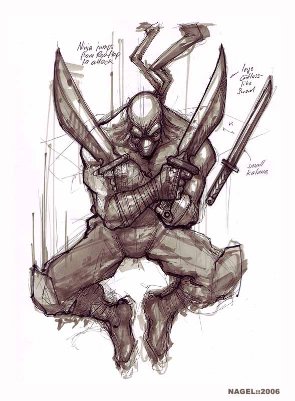 589x800 Ninja Sketch By Marcnail - Ninja Sketch