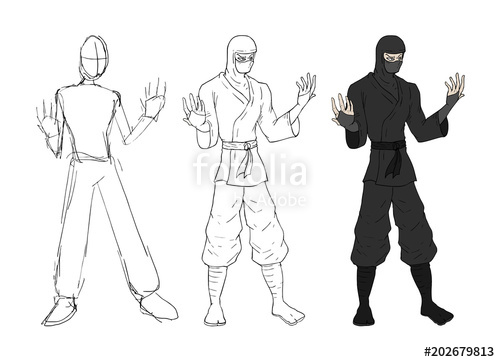 500x362 Ninja Sketch Design Stock Image And Royalty Free Vector Files On - Ninja Sketch