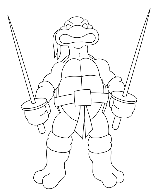 540x664 How To Draw A Ninja Turtle - Ninja Turtle Sketch