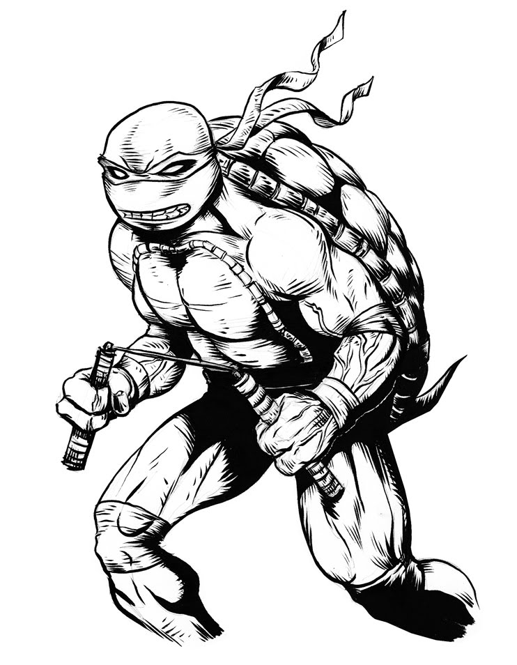 742x954 Pretty Good Blog Ninja Turtle Ink Sketch - Ninja Turtle Sketch