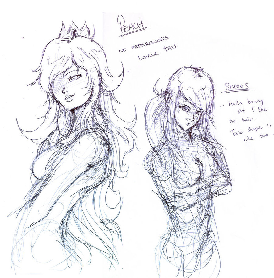 887x901 Nintendo Girls 3 Sketches By Moxie2d - Nintendo Sketch