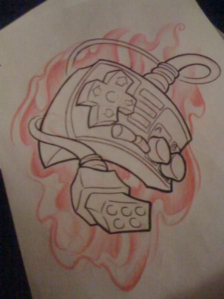450x600 Original Nintendo Controller Tattoo Sketch Tattoo Ideas - Nintendo Sketch