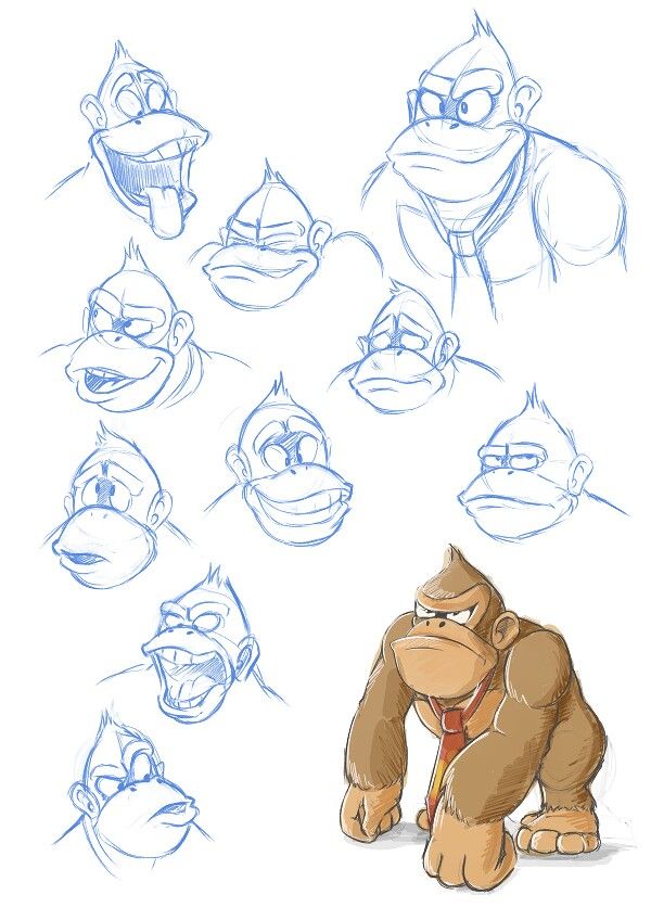600x848 Donkey Kong Character Doodles - Nintendo Sketch