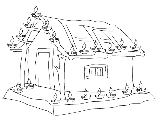 520x400 Hut Clipart Coloring - Nipa Hut Sketch