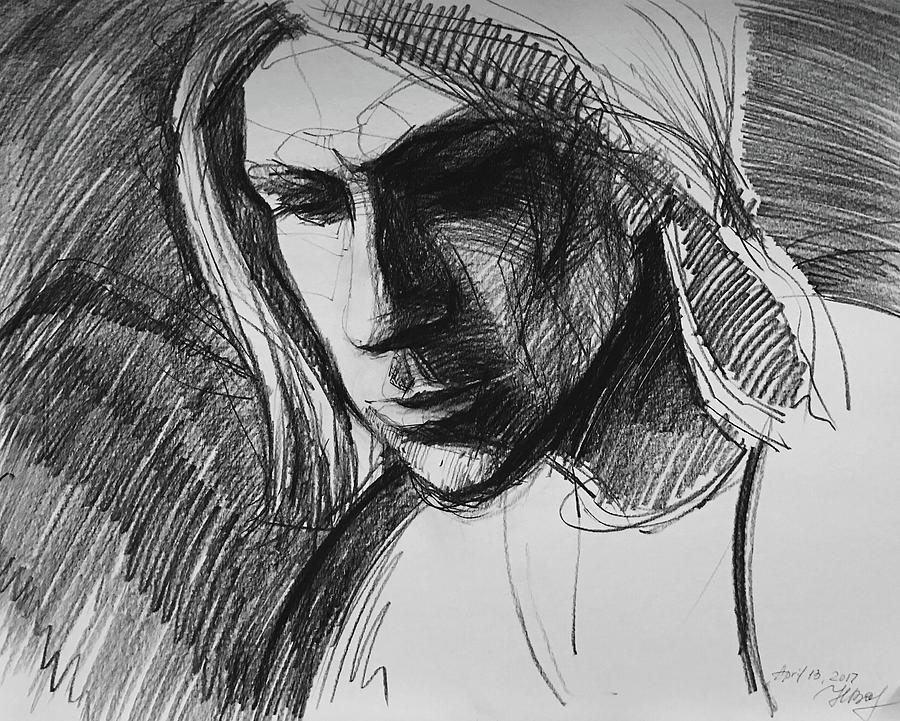 900x721 Nirvana Drawing By Natalya Zaytseva - Nirvana Sketch