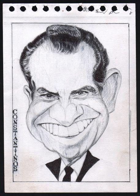 457x640 Richard Nixon By Constantinos Cc First Sketches Of Caricatures - Nixon Sketch