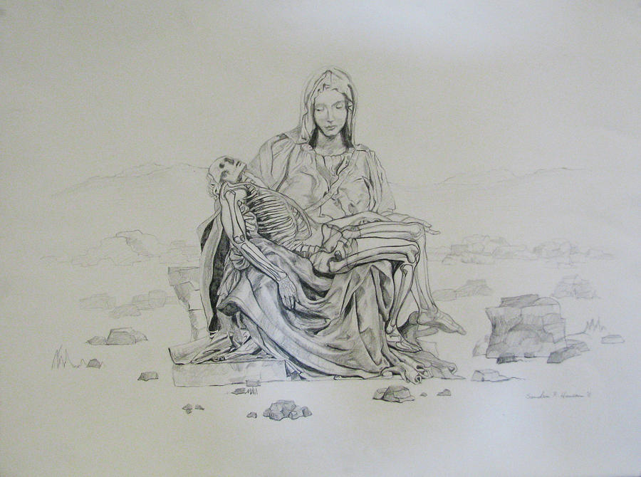 900x670 Pieta Drawing By Art Nomad Sandra Hansen - Nomad Sketch
