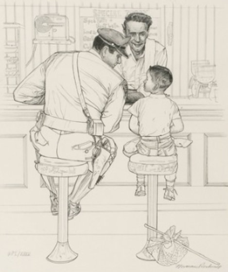 469x559 Runaway (Black And White Artist Proof) 1958 By Norman Rockwell - Norman Rockwell Sketches