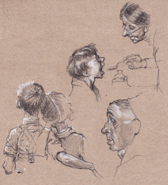 583x642 Sketching (After Norman Rockwell Paintings) By Oosterbe - Norman Rockwell Sketches