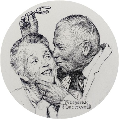 470x470 Under The Mistletoe By Norman Rockwell On Artnet - Norman Rockwell Sketches